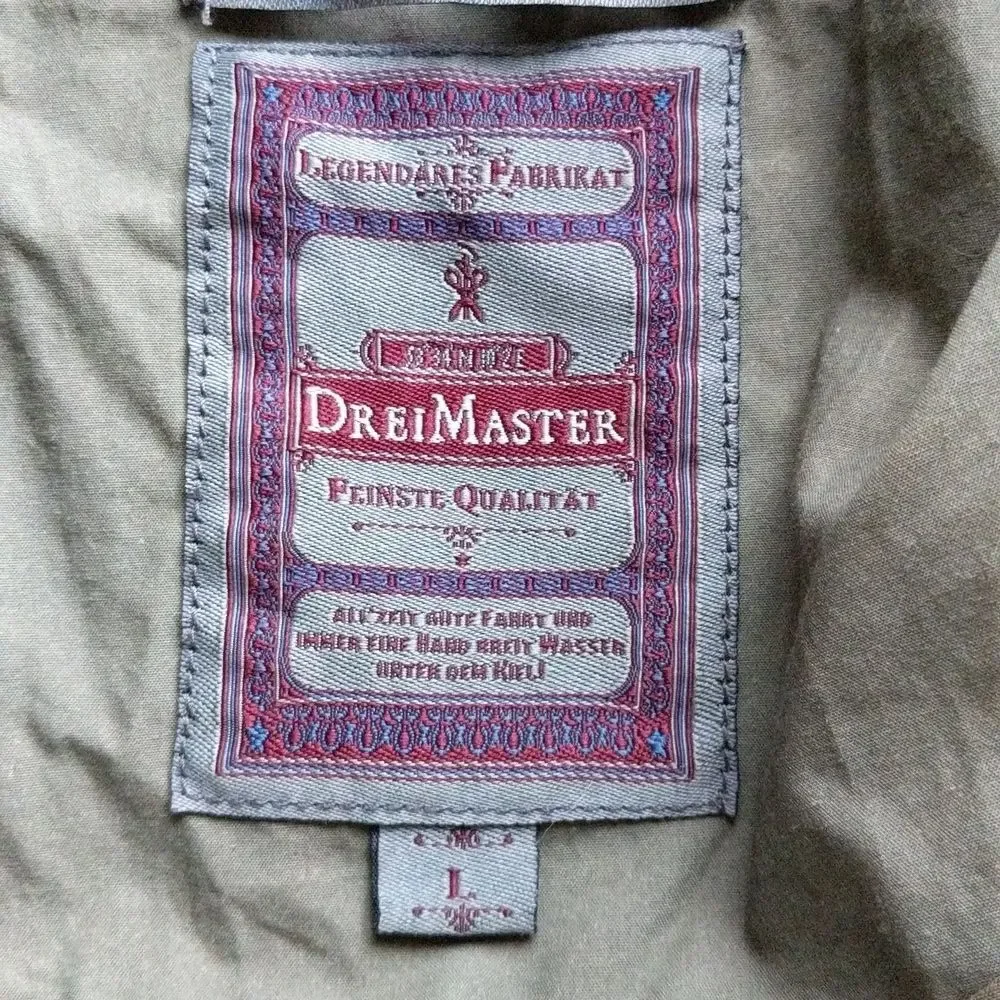 DreiMaster cotton double breasted military- esque utility trench coat Large